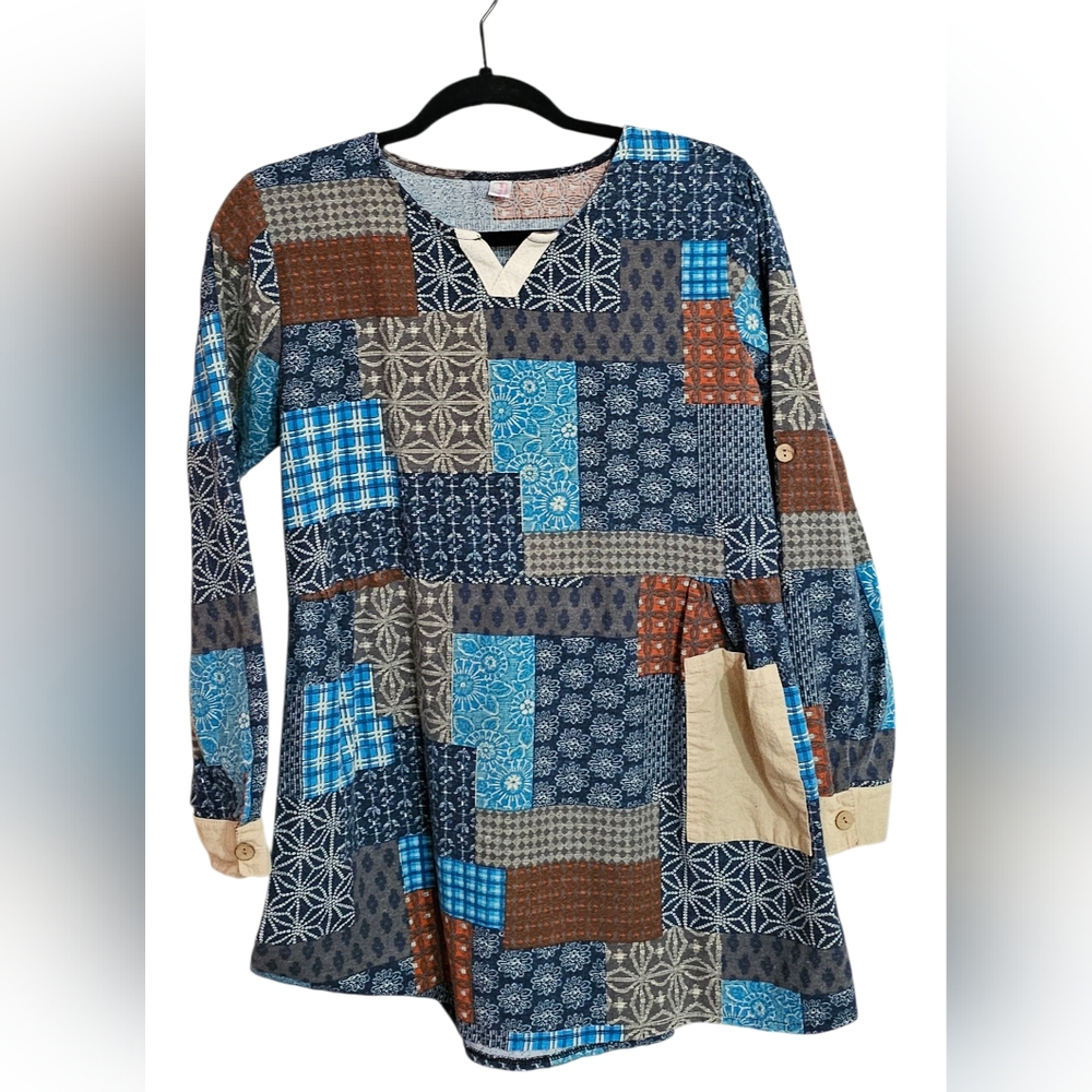 Fashion Classic Collection Women Patchwork Boho/Hippie Long Sleeves Size 2XL